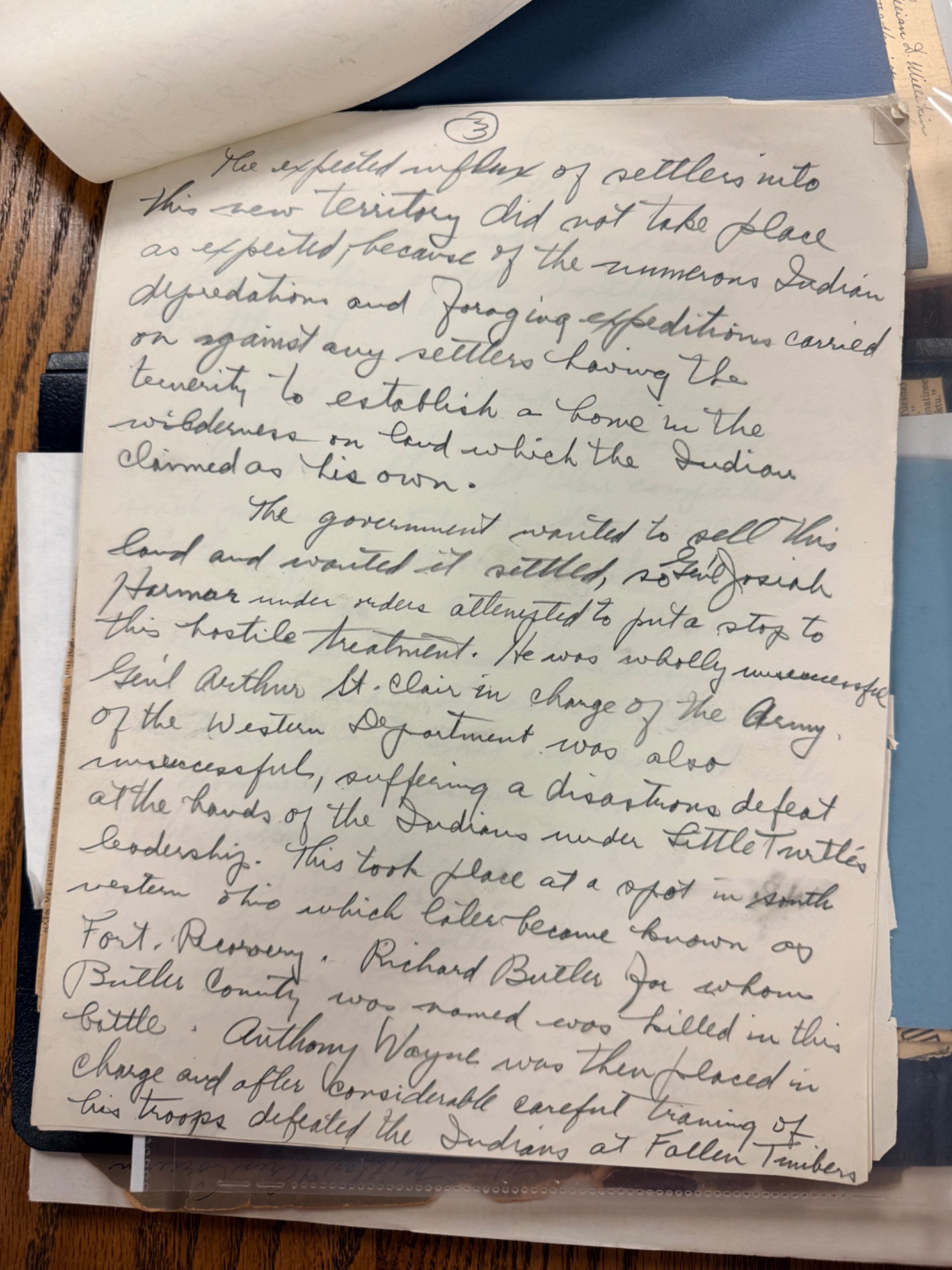 Handwritten 1946 Presbyterian history discussing early Hamilton settlement