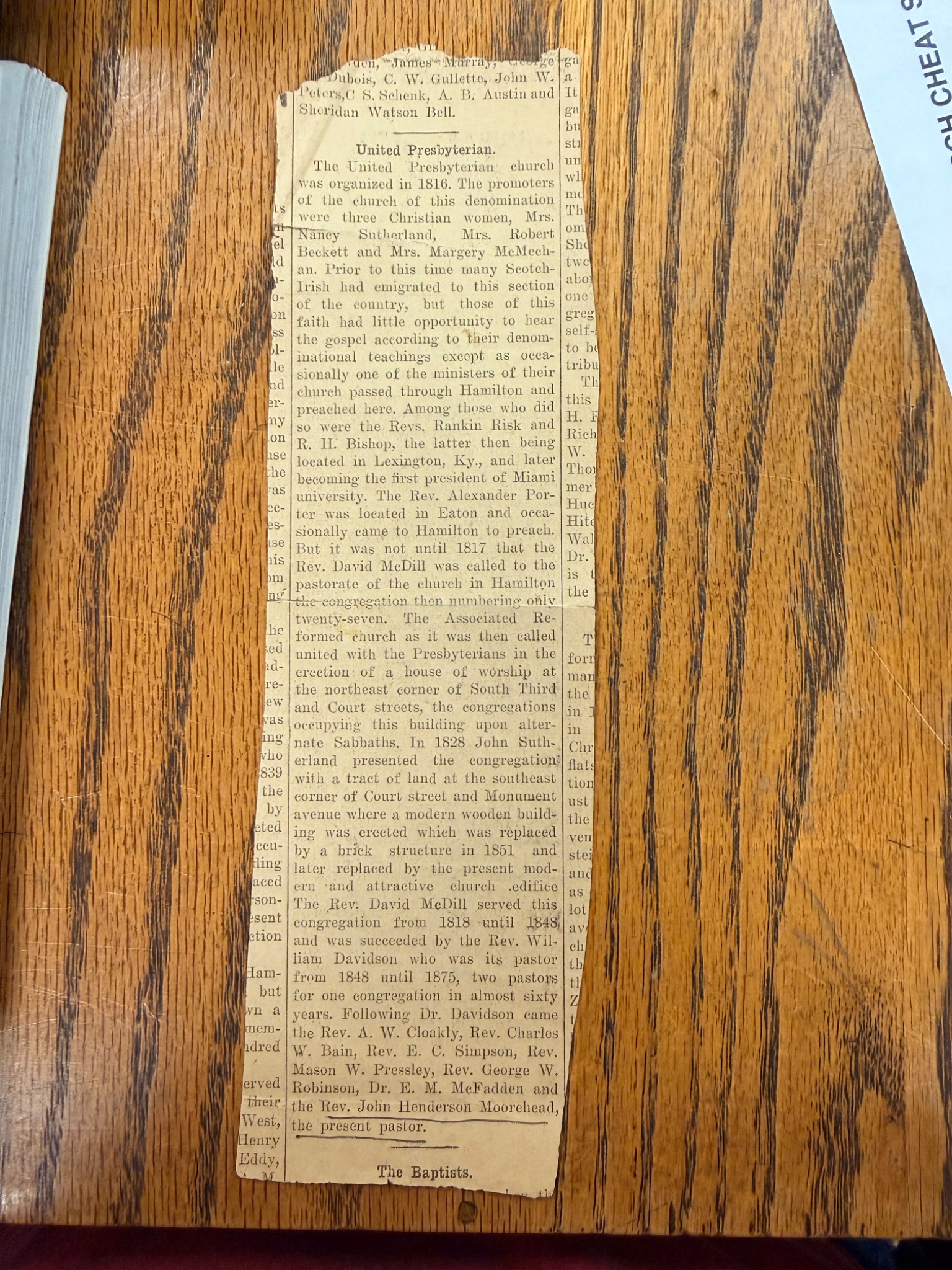 United Presbyterian newspaper history naming Rev Rankin Risk