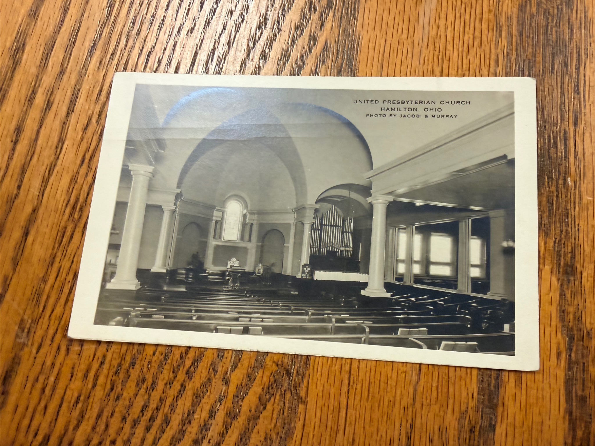 Historic interior of the United Presbyterian Church photographed by Jacobi and Murray