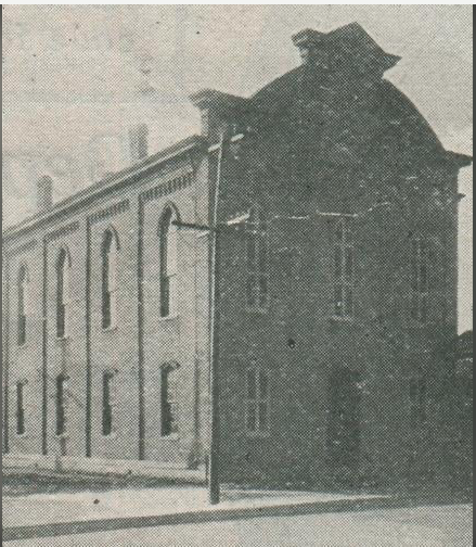 Historic black-and-white photograph of Payne Chapel A.M.E. Church at Pershing Avenue and South Monument Avenue in Hamilton, Ohio